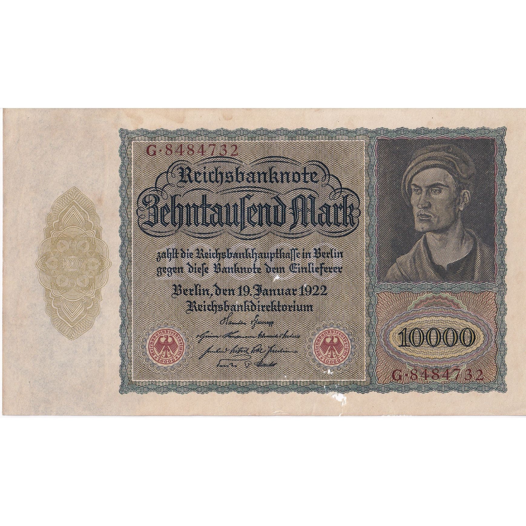 Geldschein, Deutschland, 10,000 Mark, 1922, KM:70, S