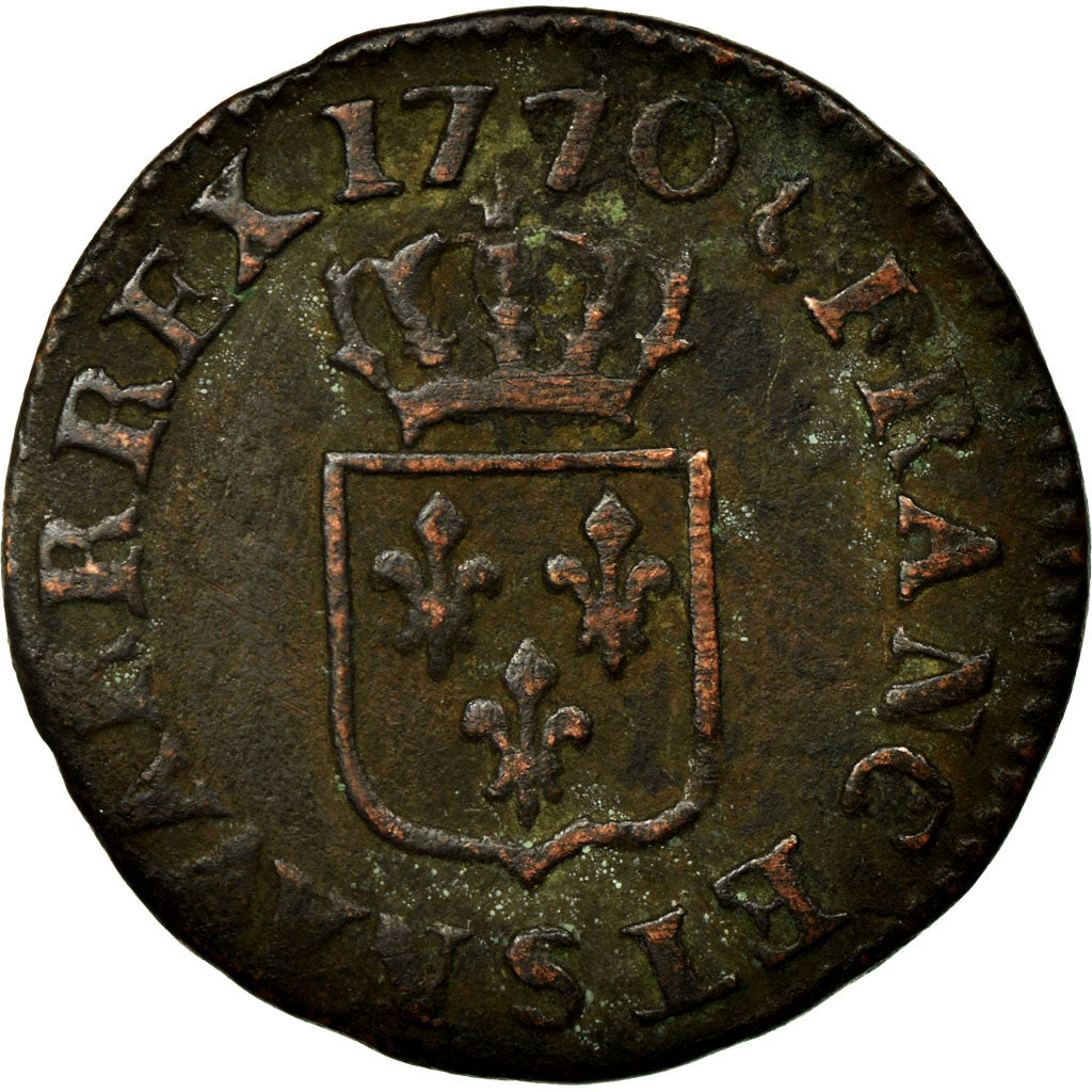 Coin, France, Louis XV, Liard à la vieille tête, Liard, 1770, Reims