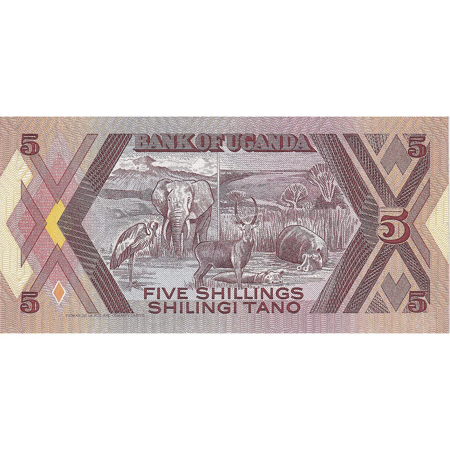 Banconote, Uganda, 5 Shillings, 1987, KM:27, FDS