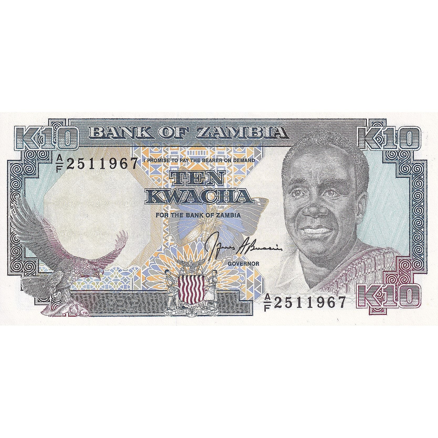 Banknote, Zambia, 10 Kwacha, 1989, KM:31b, UNC(65-70)