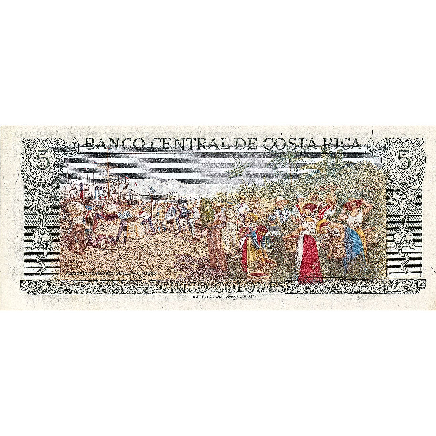 Billete, 5 Colones, 1989, Costa Rica, KM:236d, 1989-10-04, UNC
