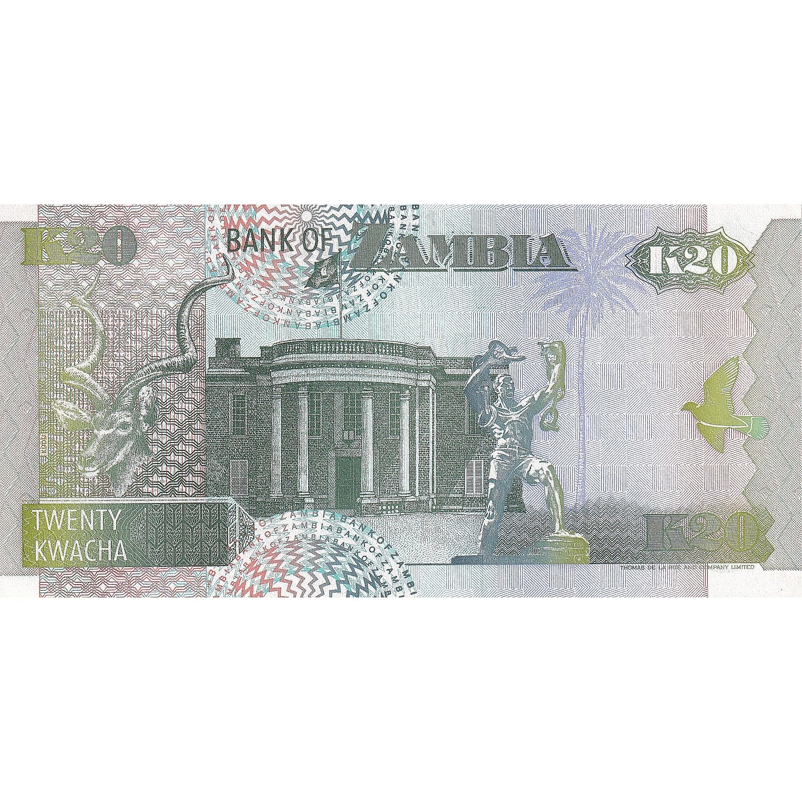 Nota, Zâmbia, 20 Kwacha, 1992, 1992, KM:36a, UNC(64)