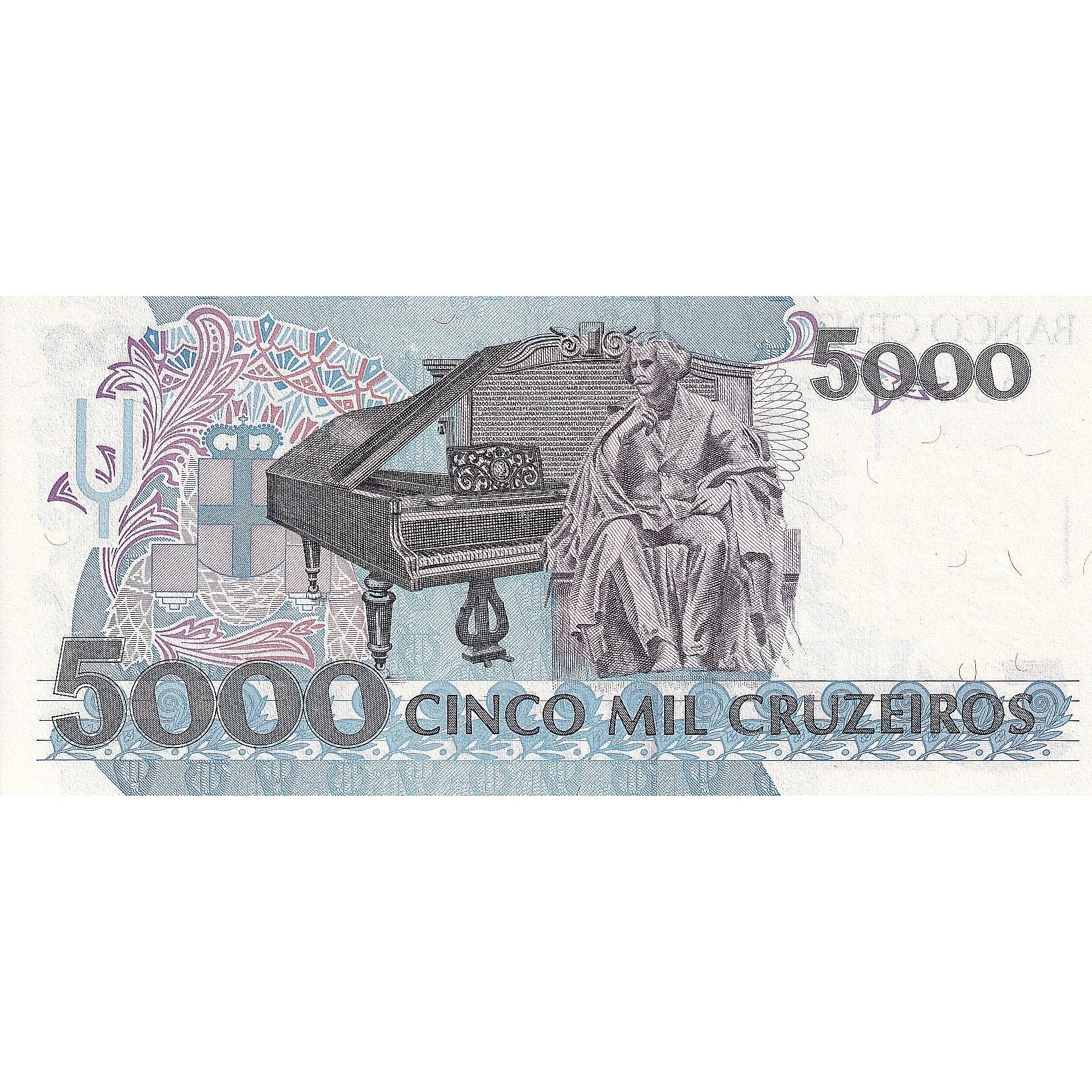 Billete, 5000 Cruzeiros, 1993, Brasil, KM:232c, Undated, UNC