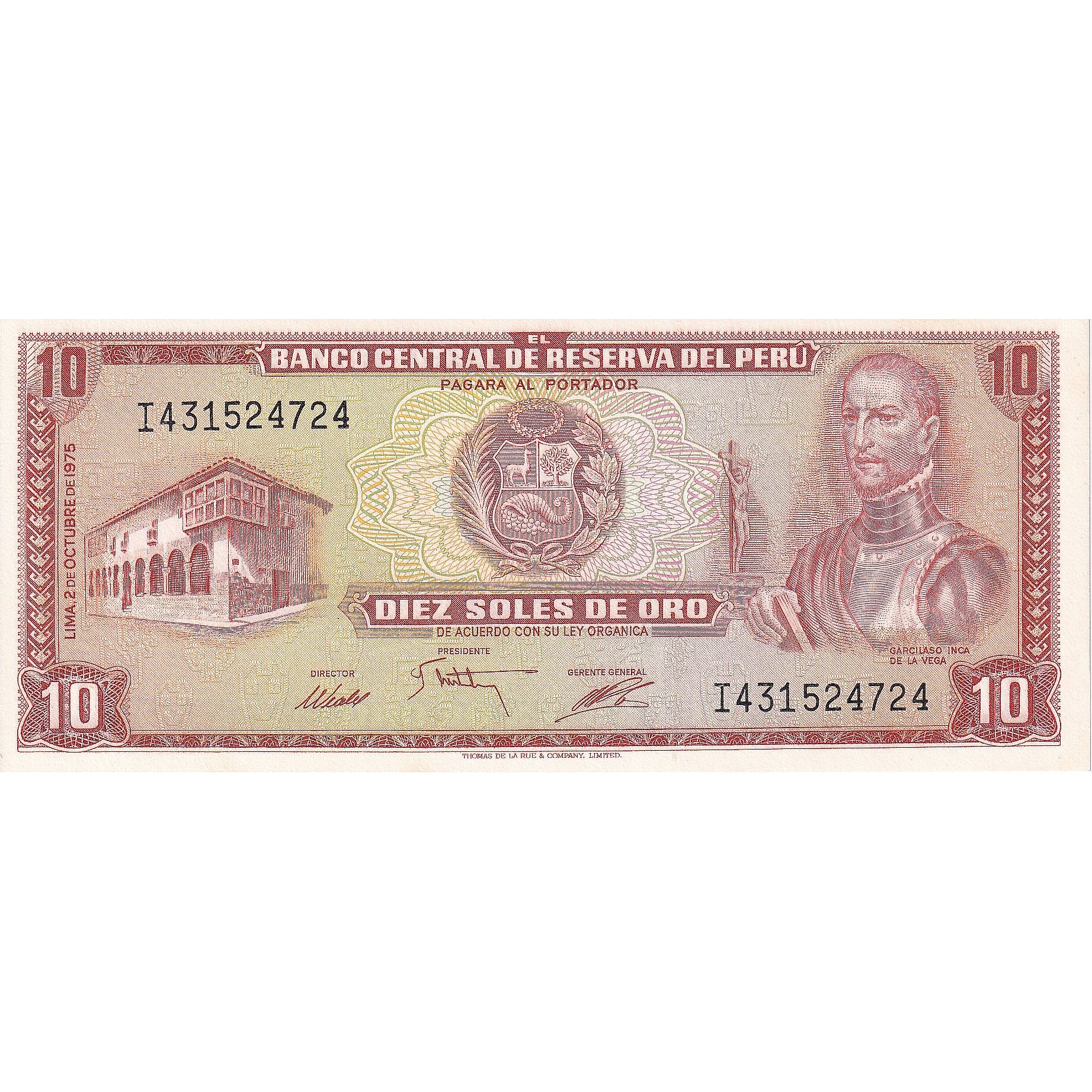 Peru, 10 Soles De Oro, 1975-10-02, KM:106, UNC(65-70)