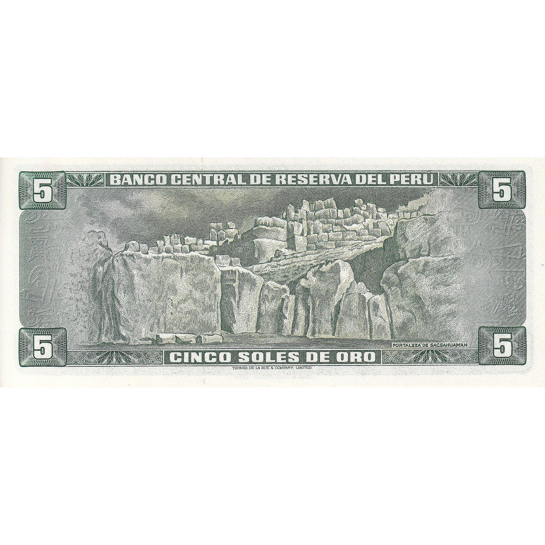 Pérou, 5 Soles De Oro, 1974-08-15, KM:99c, NEUF