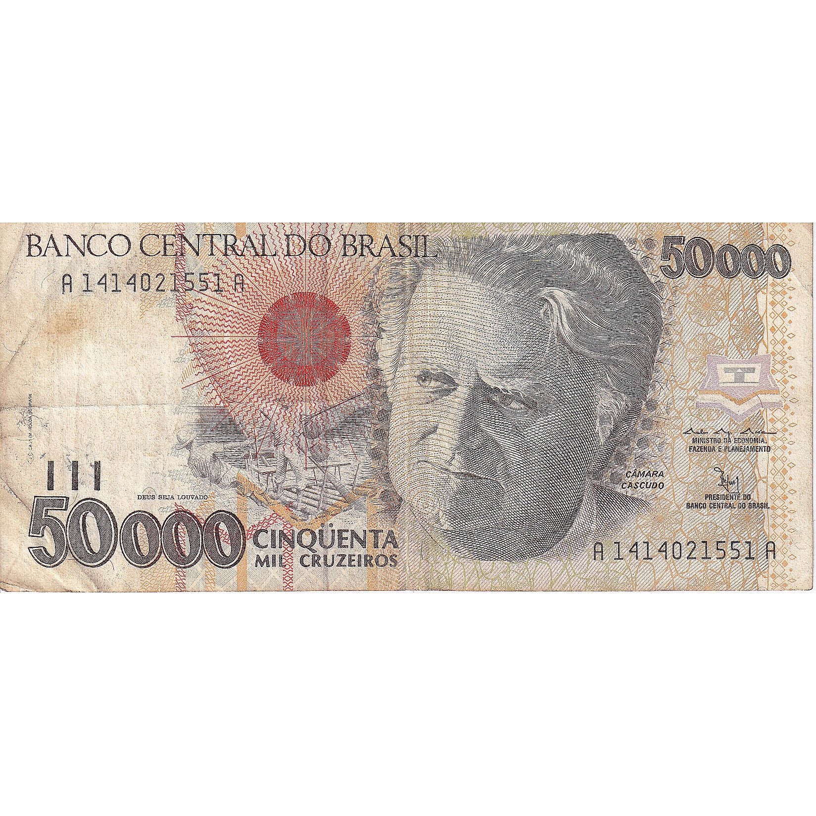 Biljet, Brazilië, 50 Cruzeiros Reais on 50,000 Cruzeiros, 1993, KM:237, TB