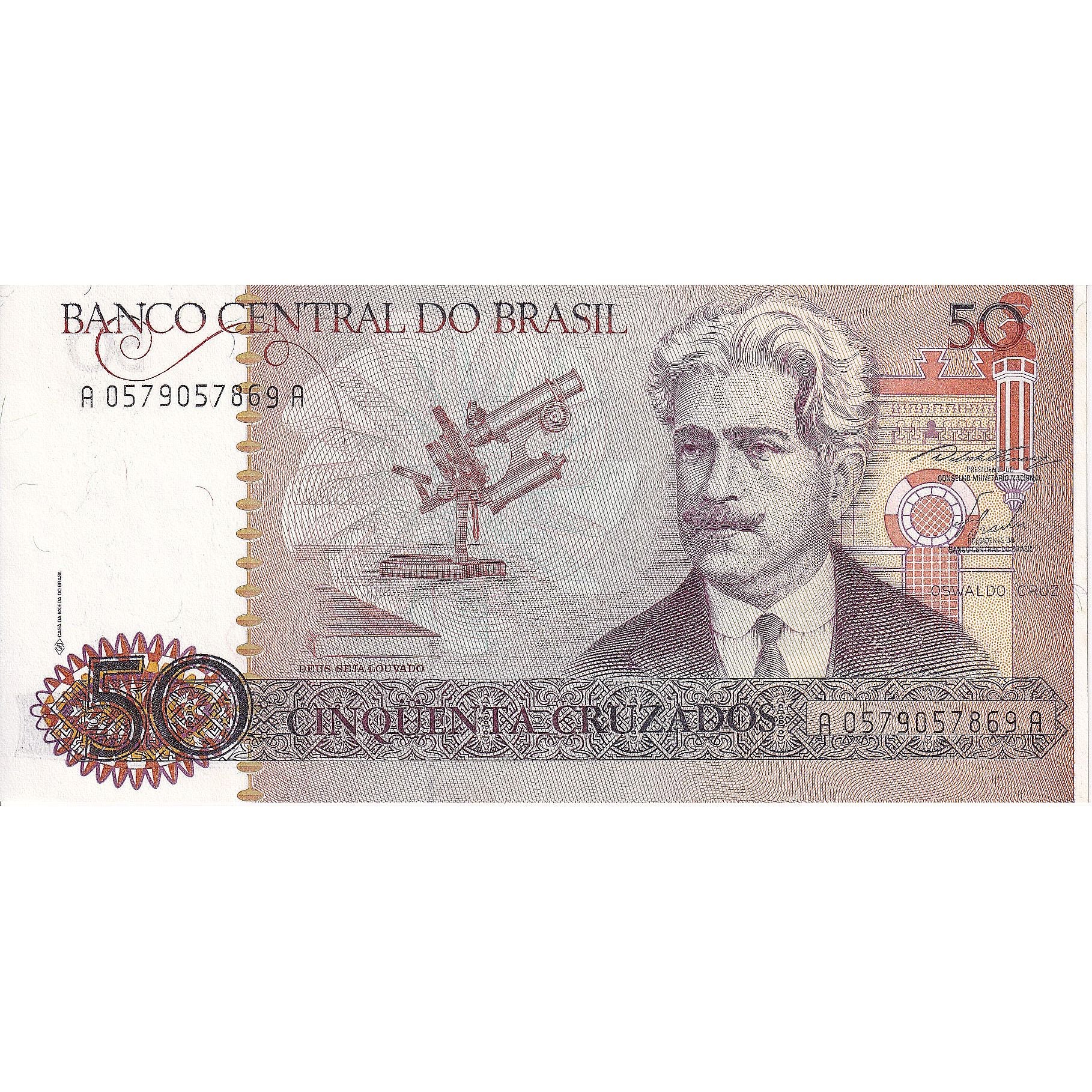 Nota, Brasil, 50 Cruzados, 1986, KM:210a, UNC(65-70)
