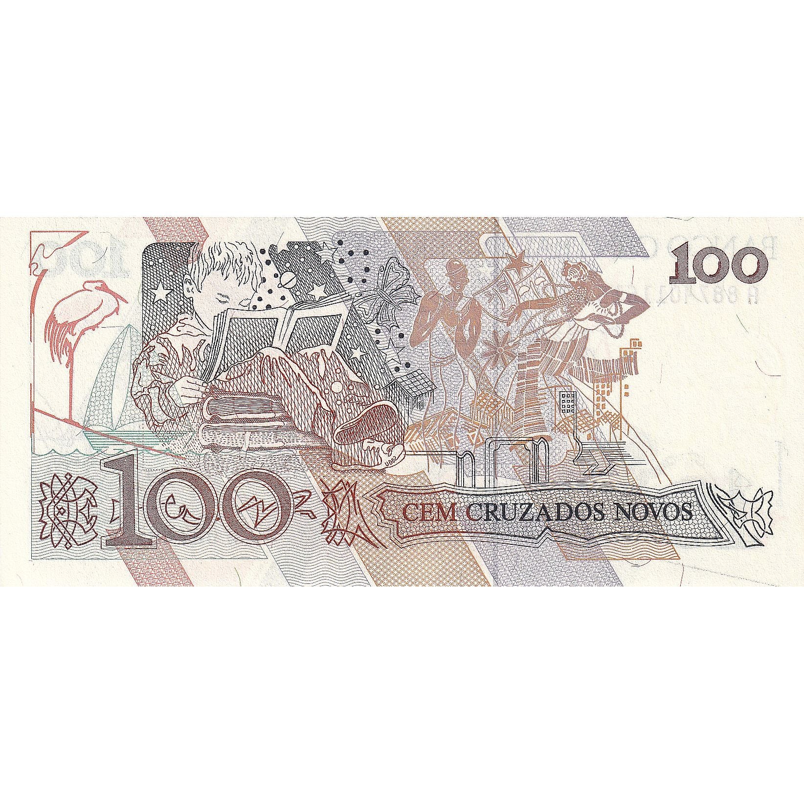Banknote, Brazil, 100 Cruzeiros on 100 Cruzados Novos, 1990, KM:224b, UNC(65-70)