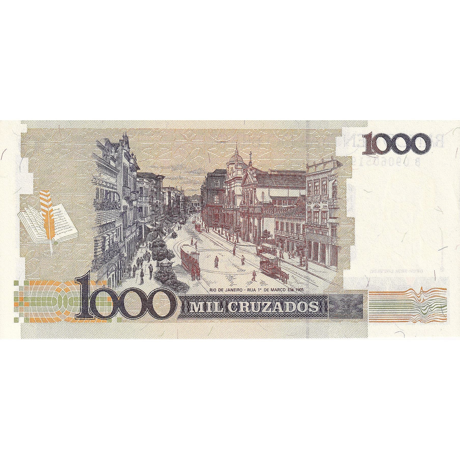 Nota, Brasil, 1 Cruzado Novo on 1000 Cruzados, 1989, KM:216b, UNC(65-70)