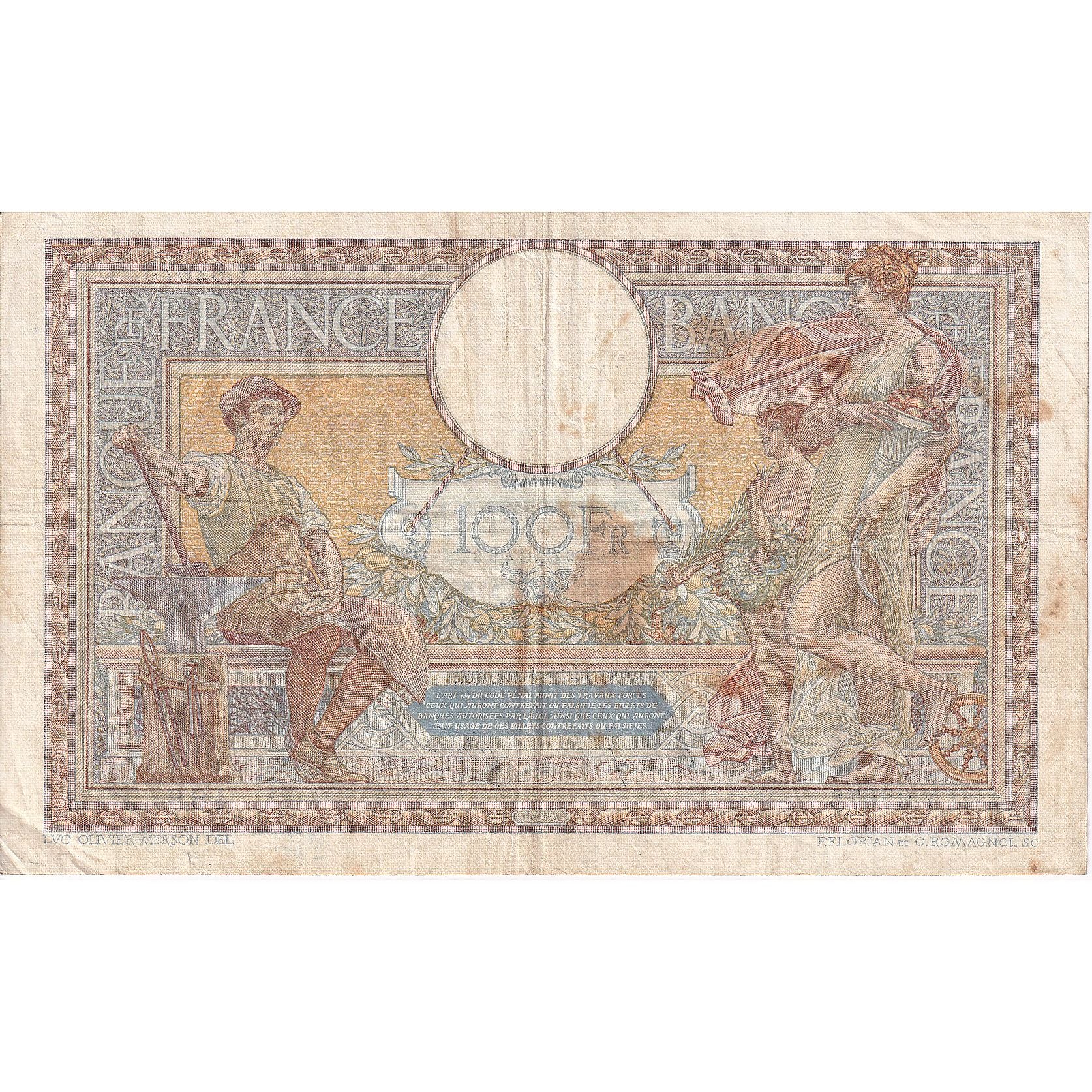 Francja, 100 Francs, Luc Olivier Merson, 1938, Y.62673, VF(20-25)