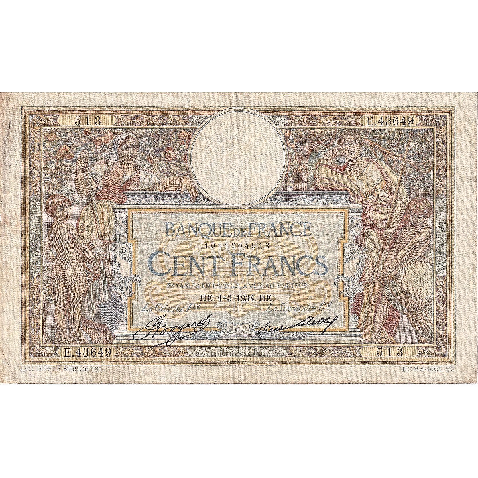 France, 100 Francs, E.43649, TTB, Fayette:24.13, KM:78c