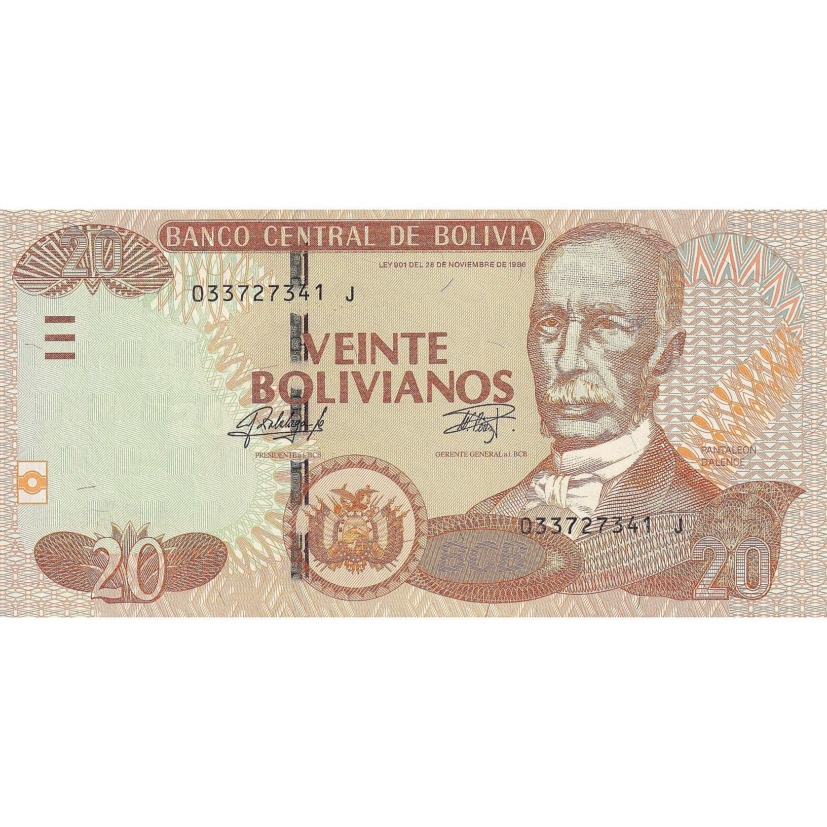 Bolivie, 20 Bolivianos, 1986, 1986-11-28, KM:205c, NEUF