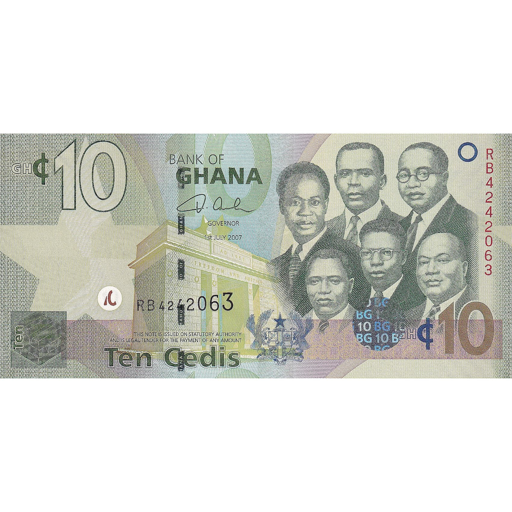 Ghana, 10 Cedis, 2007, 2007-07-01, KM:39a, FDS