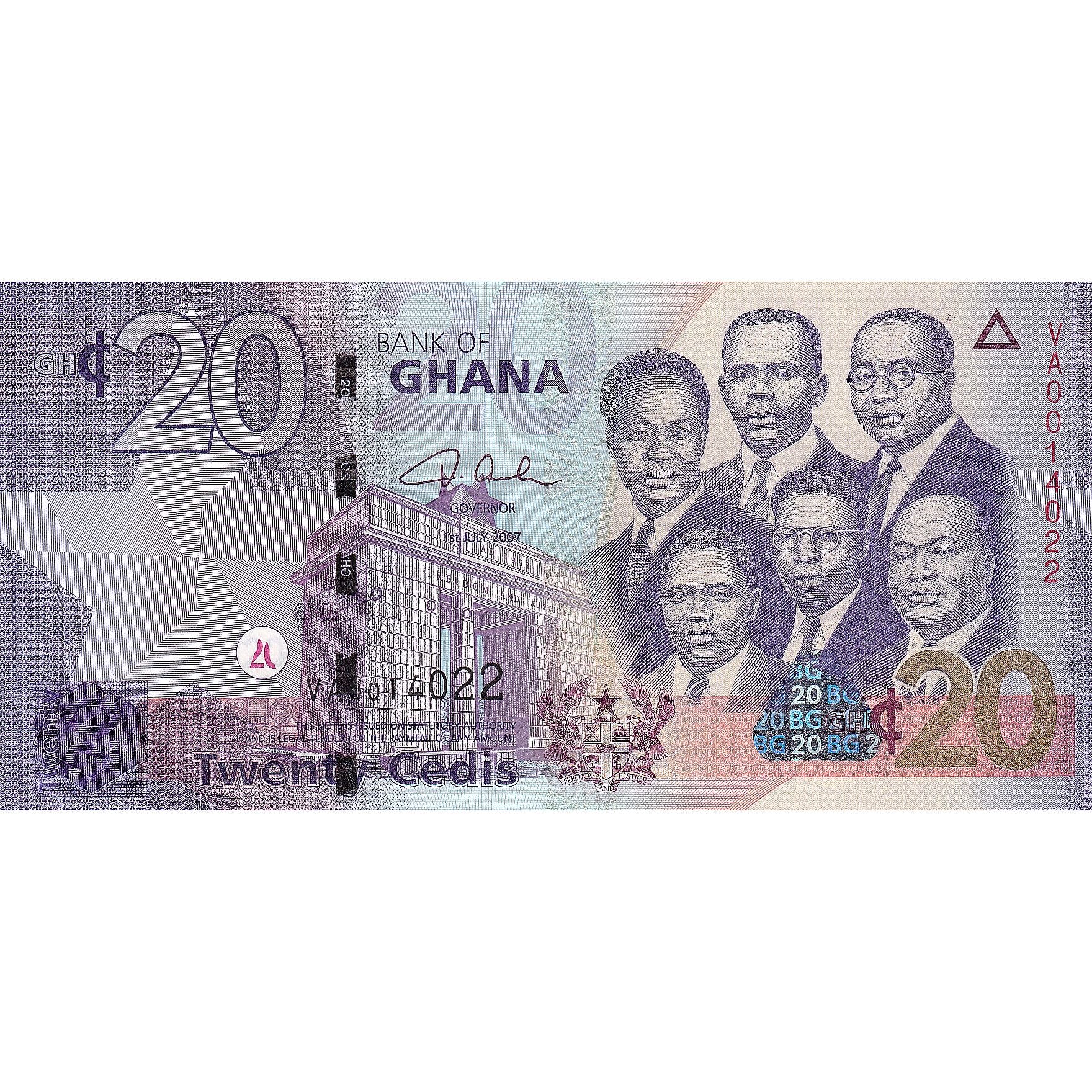 Ghana, 20 Cedis, 2007-07-01, UNC(65-70)
