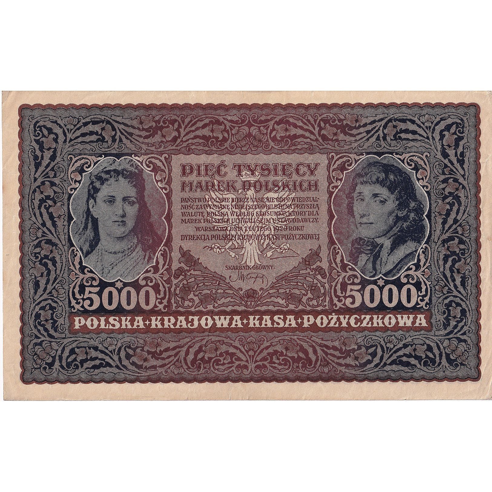 Poland, 5000 Marek, 1920, 1920-02-07, KM:31, EF(40-45)