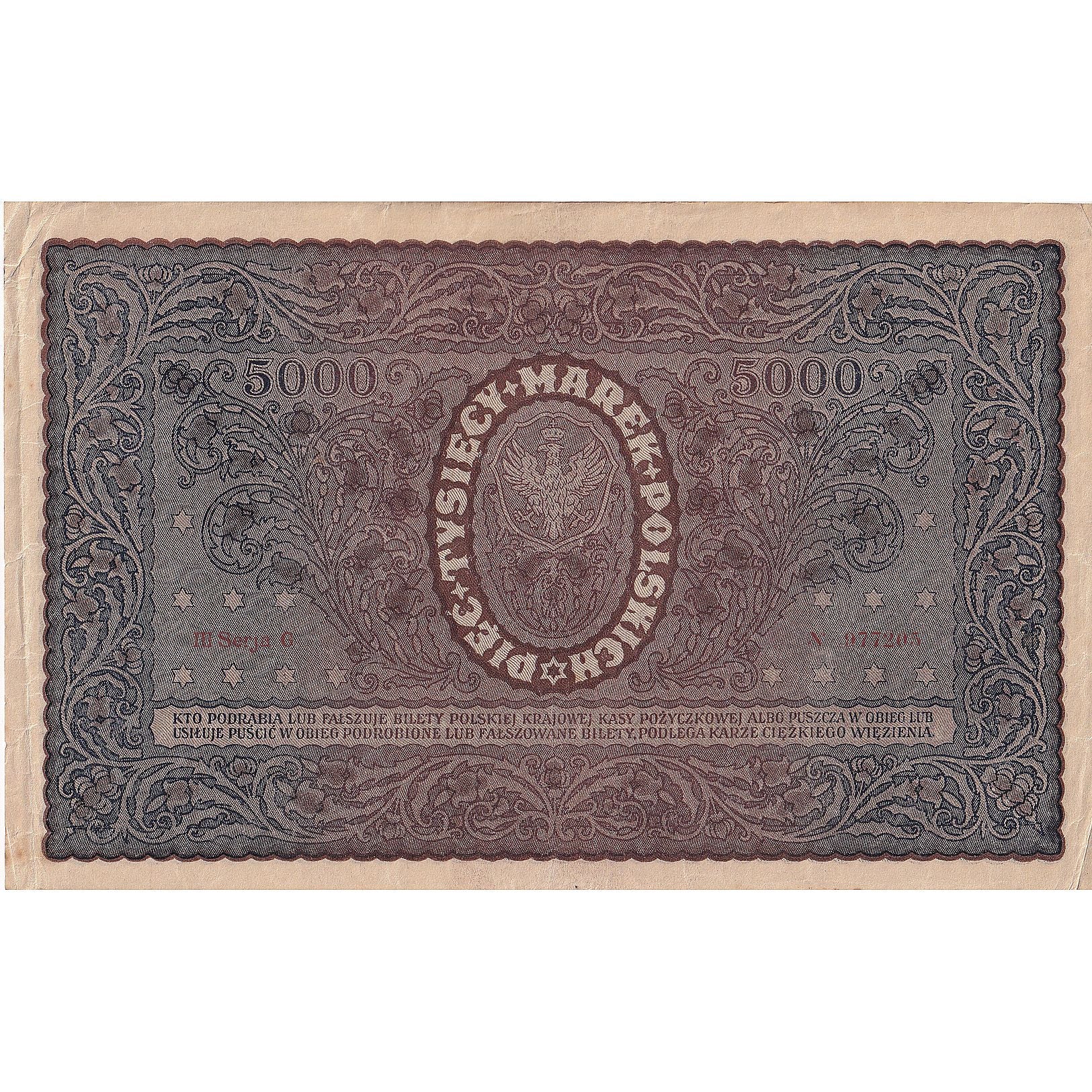 Poland, 5000 Marek, 1920, 1920-02-07, KM:31, EF(40-45)