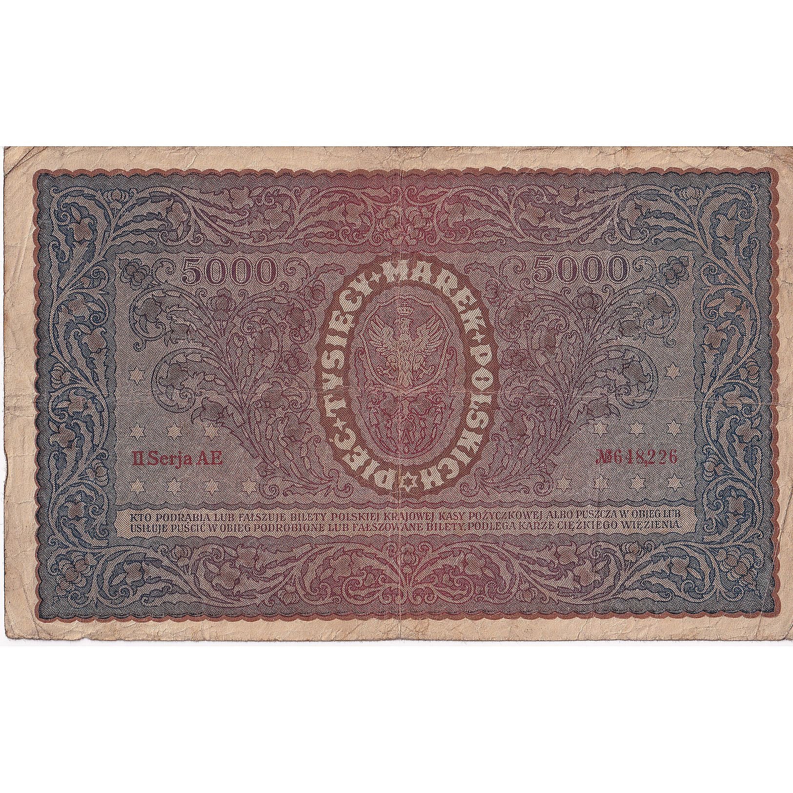 Poland, 5000 Marek, 1920, 1920-02-07, KM:31, VG(8-10)