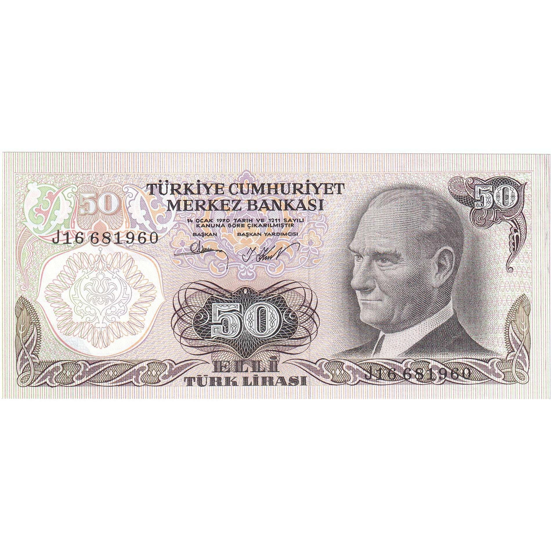 Turkije, 50 Lira, 1987, Old Date 1970-10-14, KM:188, NIEUW