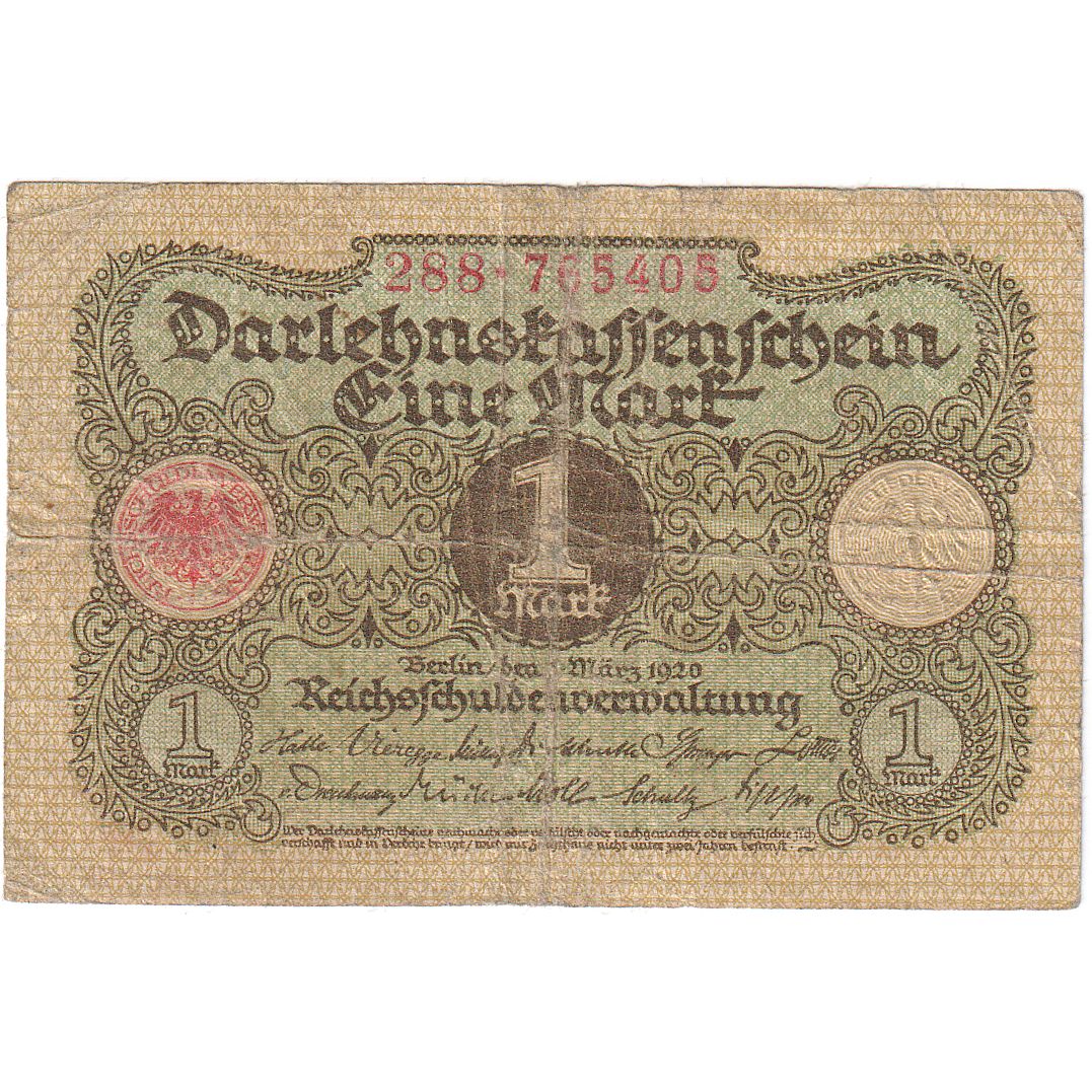 Germany, 1 Mark, 1920-03-01, KM:58, VF(20-25)