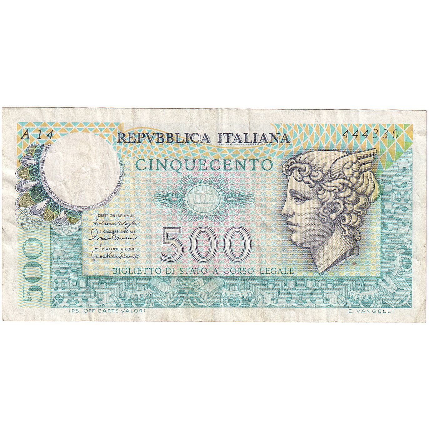 Italia, 500 Lire, KM:95, MB