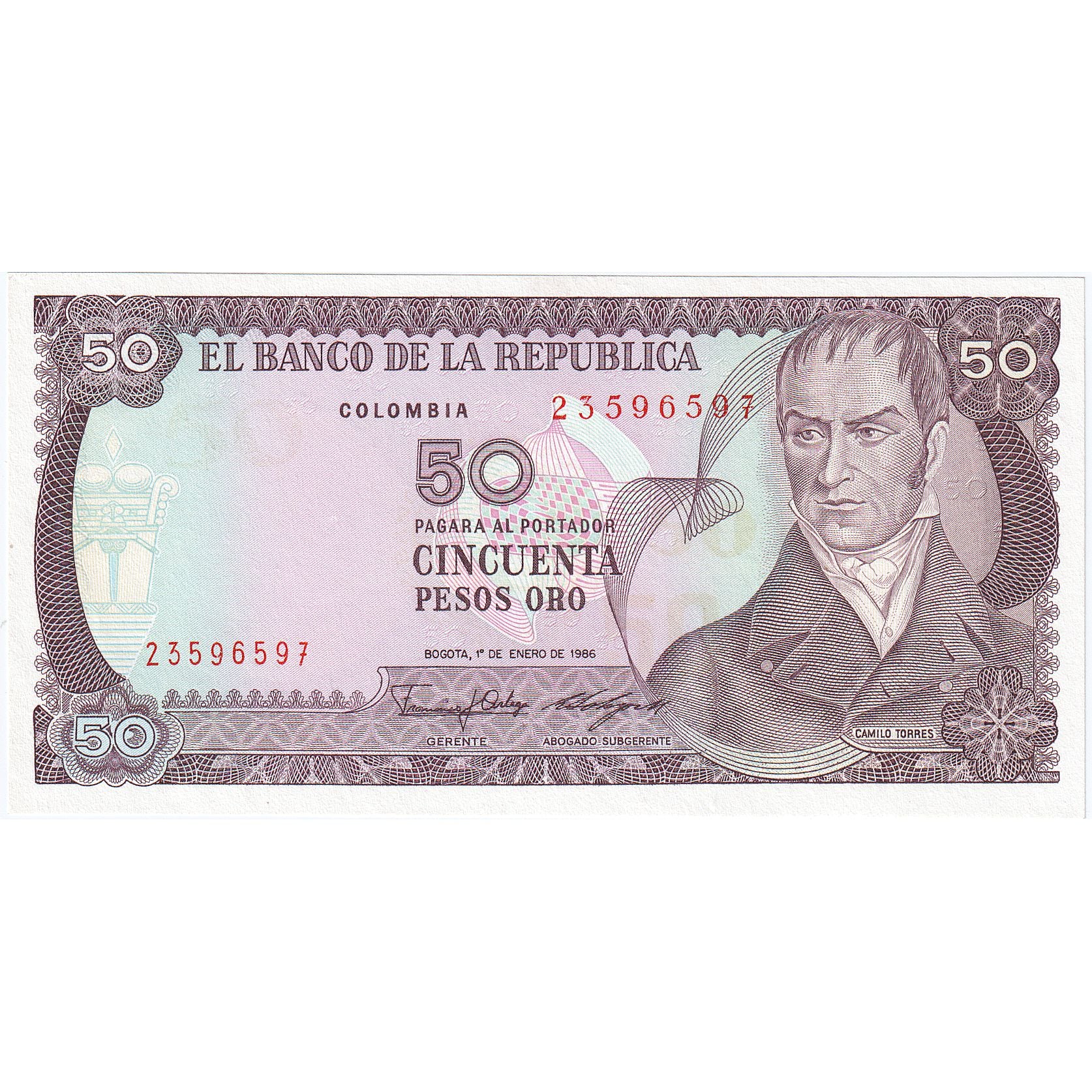 Colombia, 50 Pesos Oro, 1986-01-01, KM:425b, NIEUW