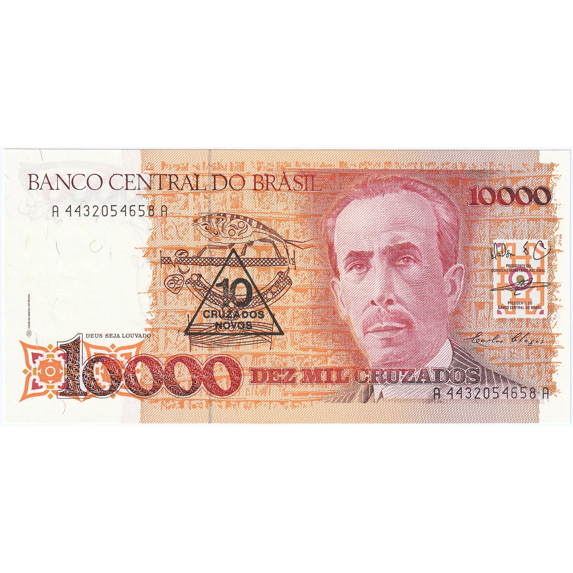 Billete, 10 Cruzados Novos on 10,000 Cruzados, 1989, Brasil, KM:218b, Undated
