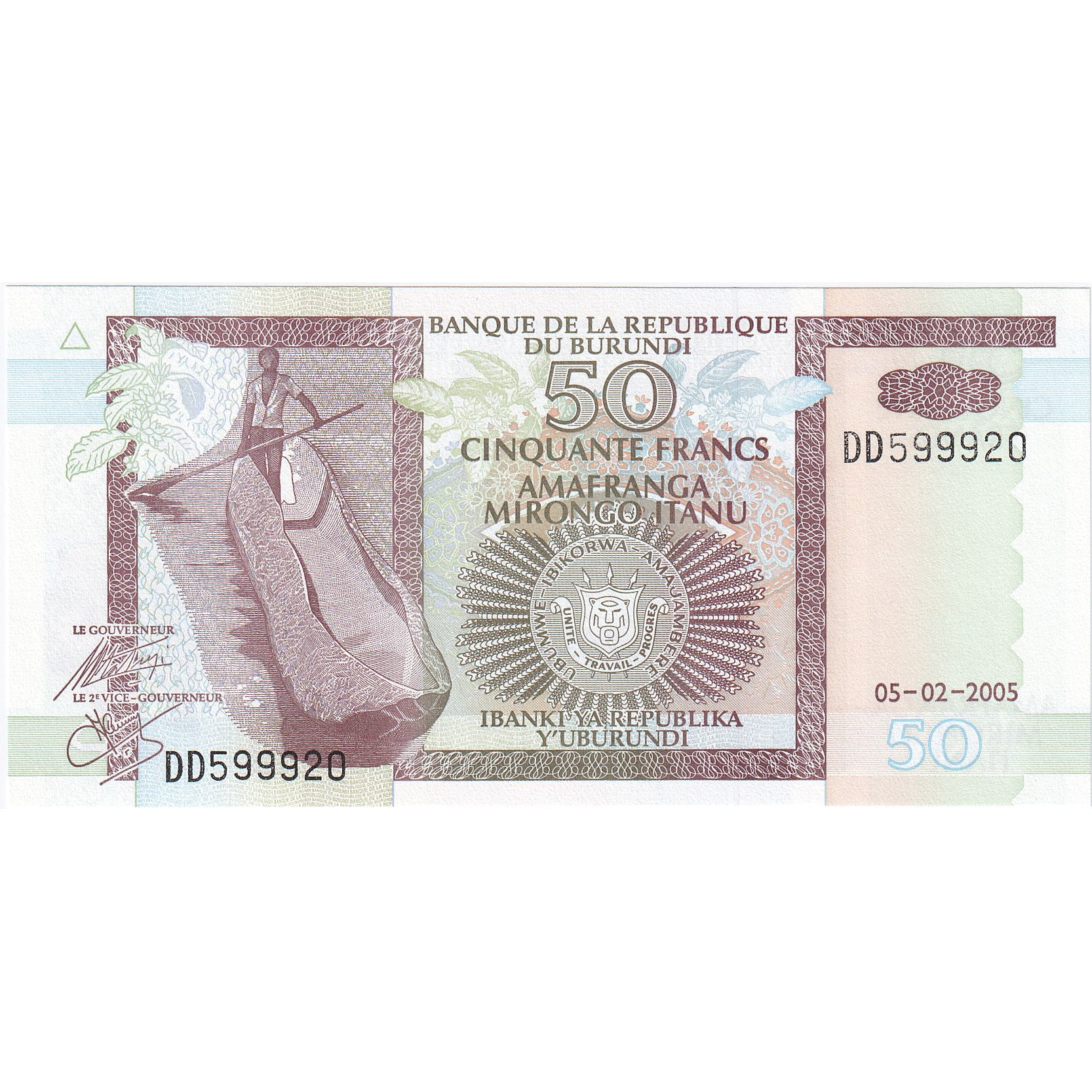50 Francs, 1993-1997, Burundi, 2005-02-05, KM:36e, UNC