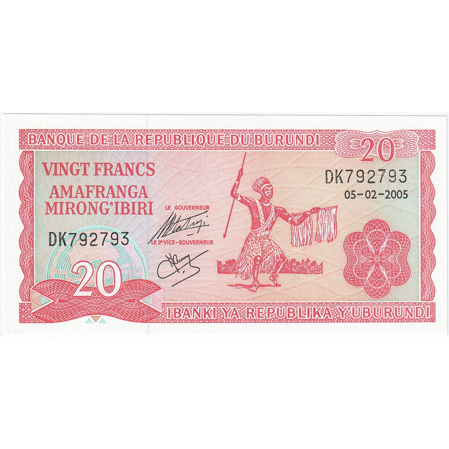 Burundi, 20 Francs, 2005, 2005-02-05, KM:27b, UNC(65-70)