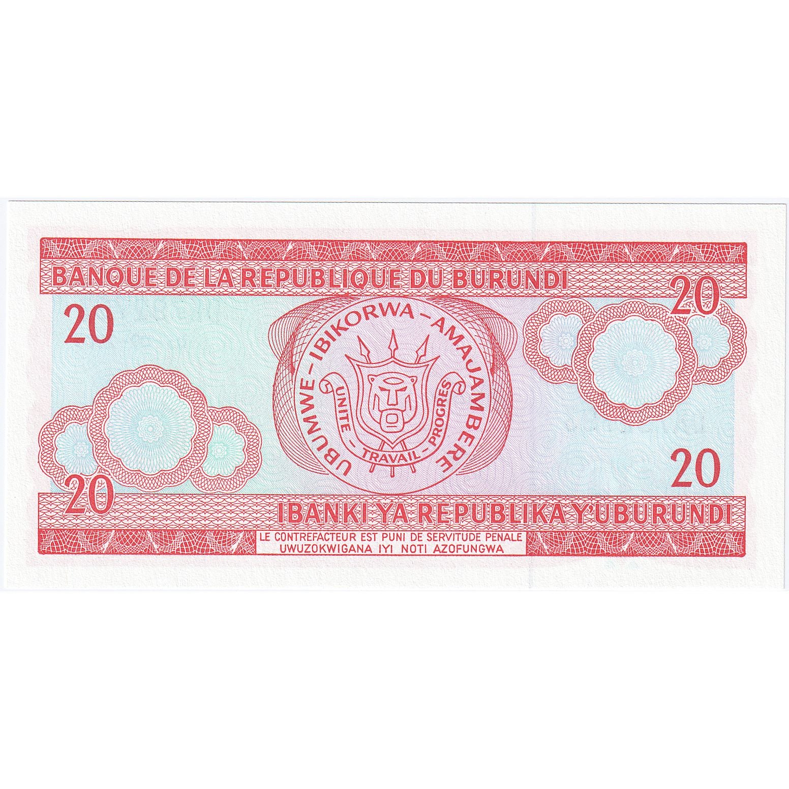 Burundi, 20 Francs, 2005, 2005-02-05, KM:27b, UNC(65-70)
