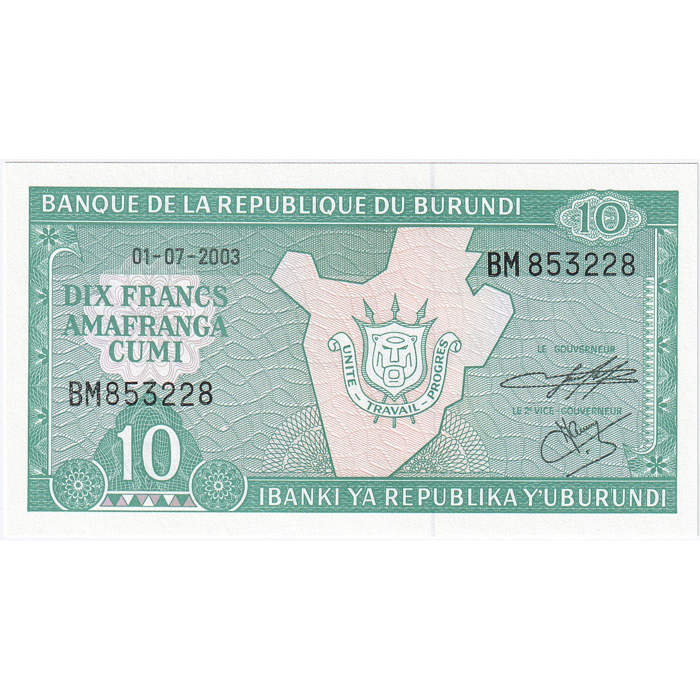 Burundi, 10 Francs, 2003, 2003-07-01, KM:33d, NIEUW