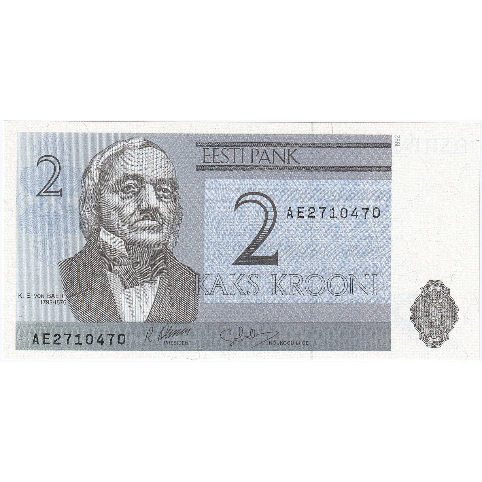 Estonie, 2 Krooni, 1992, KM:70a, NEUF