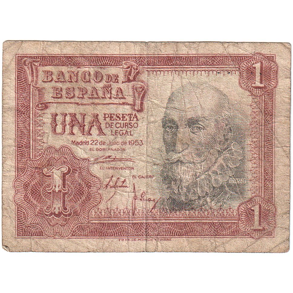 1 Peseta, España, 1953-07-22, KM:144a, RC