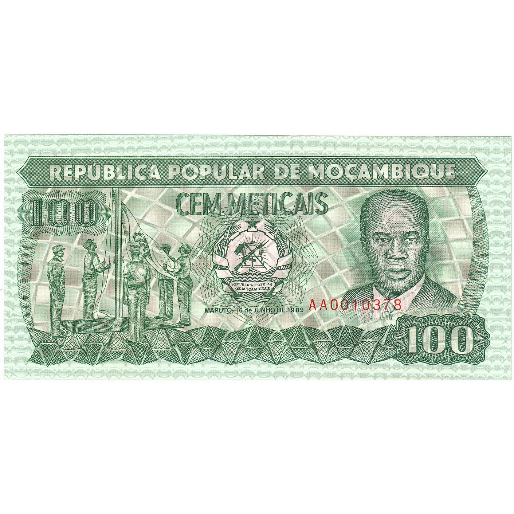 Moçambique, 100 Meticais, 1989, 1989-06-16, KM:130a, UNC(65-70)