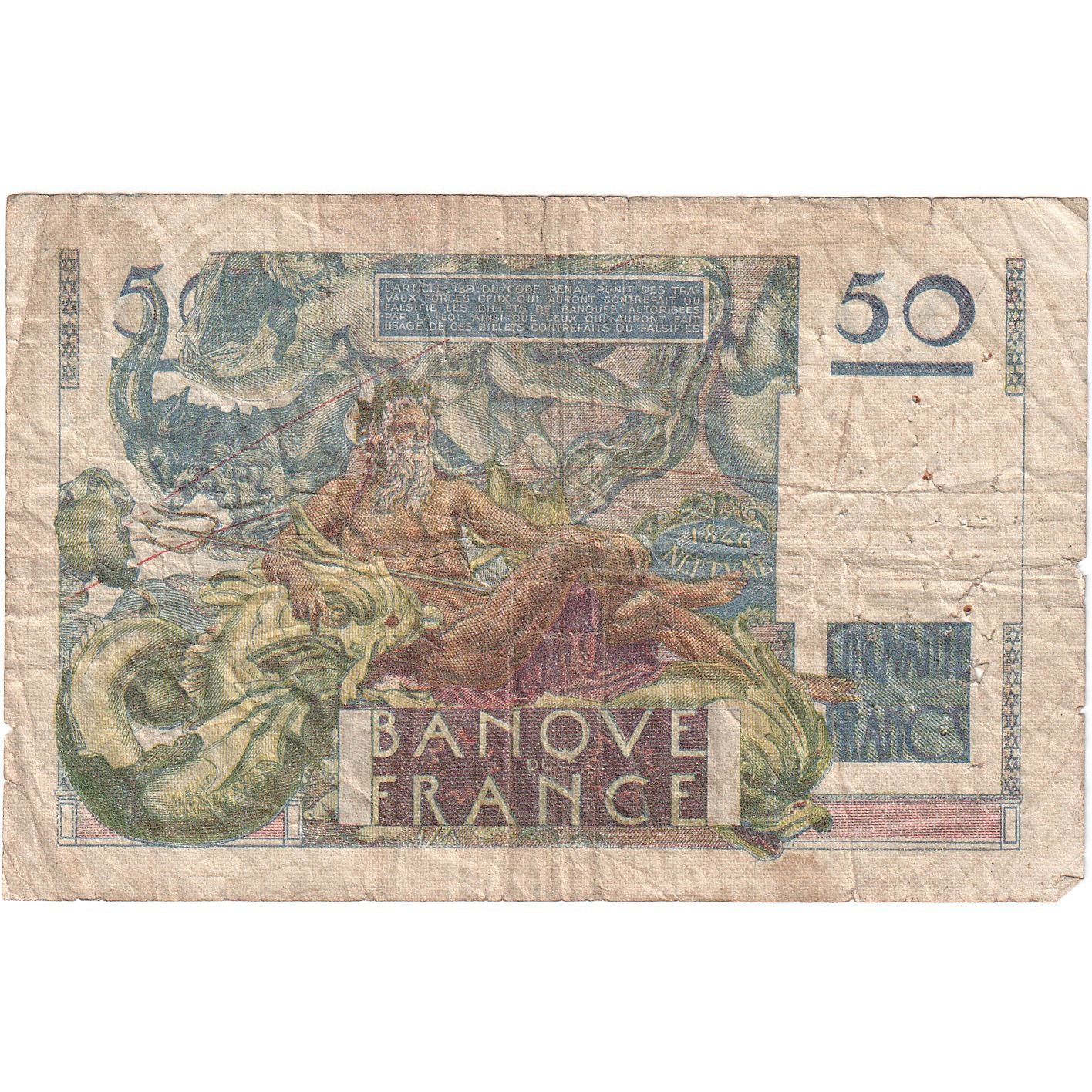 Francia, 50 Francs, Le Verrier, T.109, B, Fayette:20.10, KM:127b