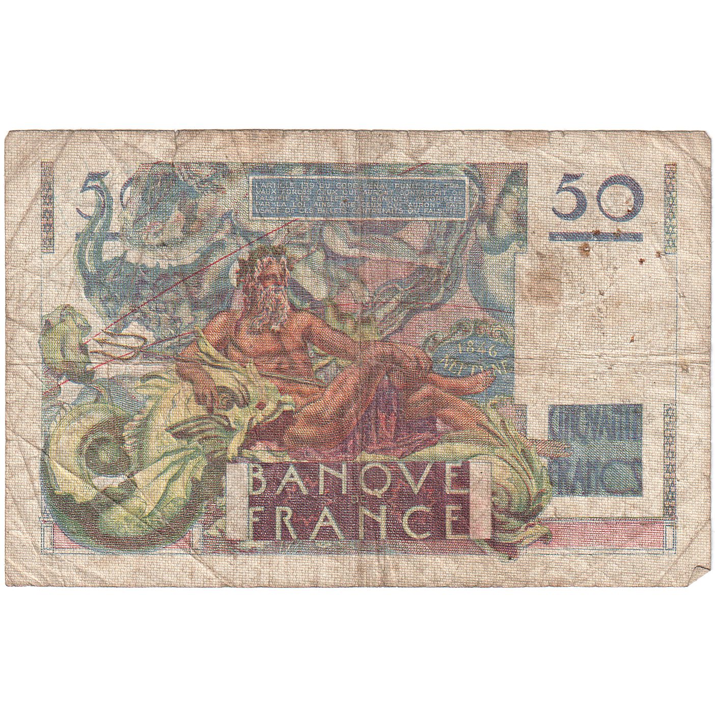 Francia, 50 Francs, Le Verrier, 1946, E.25, B, Fayette:20.5, KM:127a