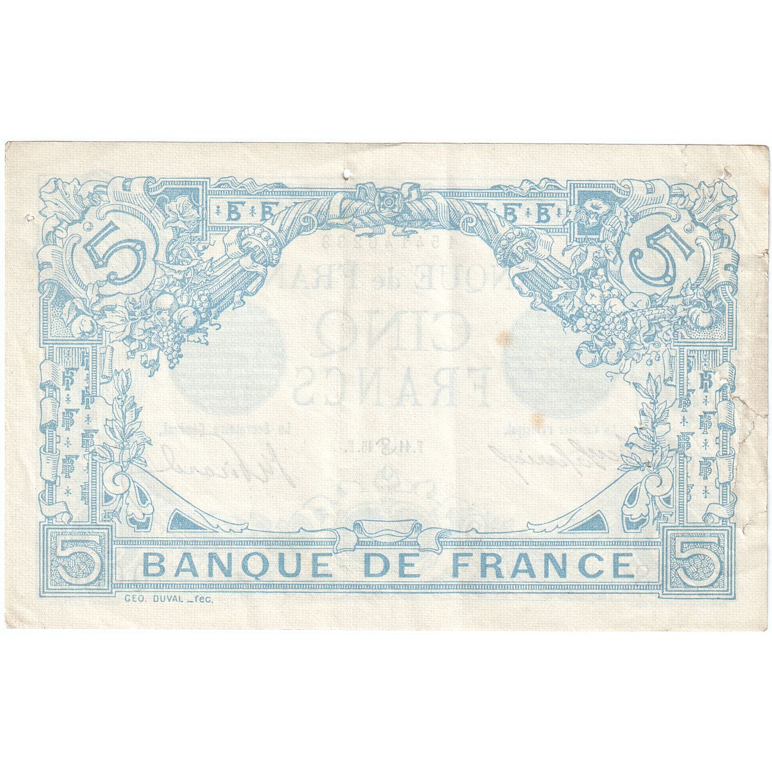Francia, 5 Francs, Bleu, 1915, Q.6166, MBC, Fayette:2.28, KM:70