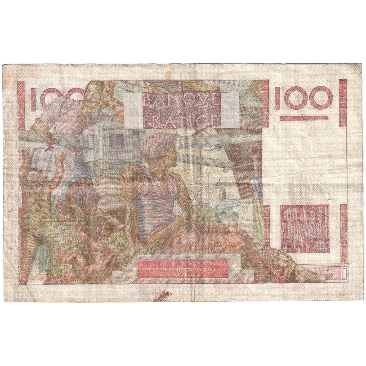 França, 100 Francs, Jeune Paysan, 1947, V.176, VF(20-25), Fayette:28.13