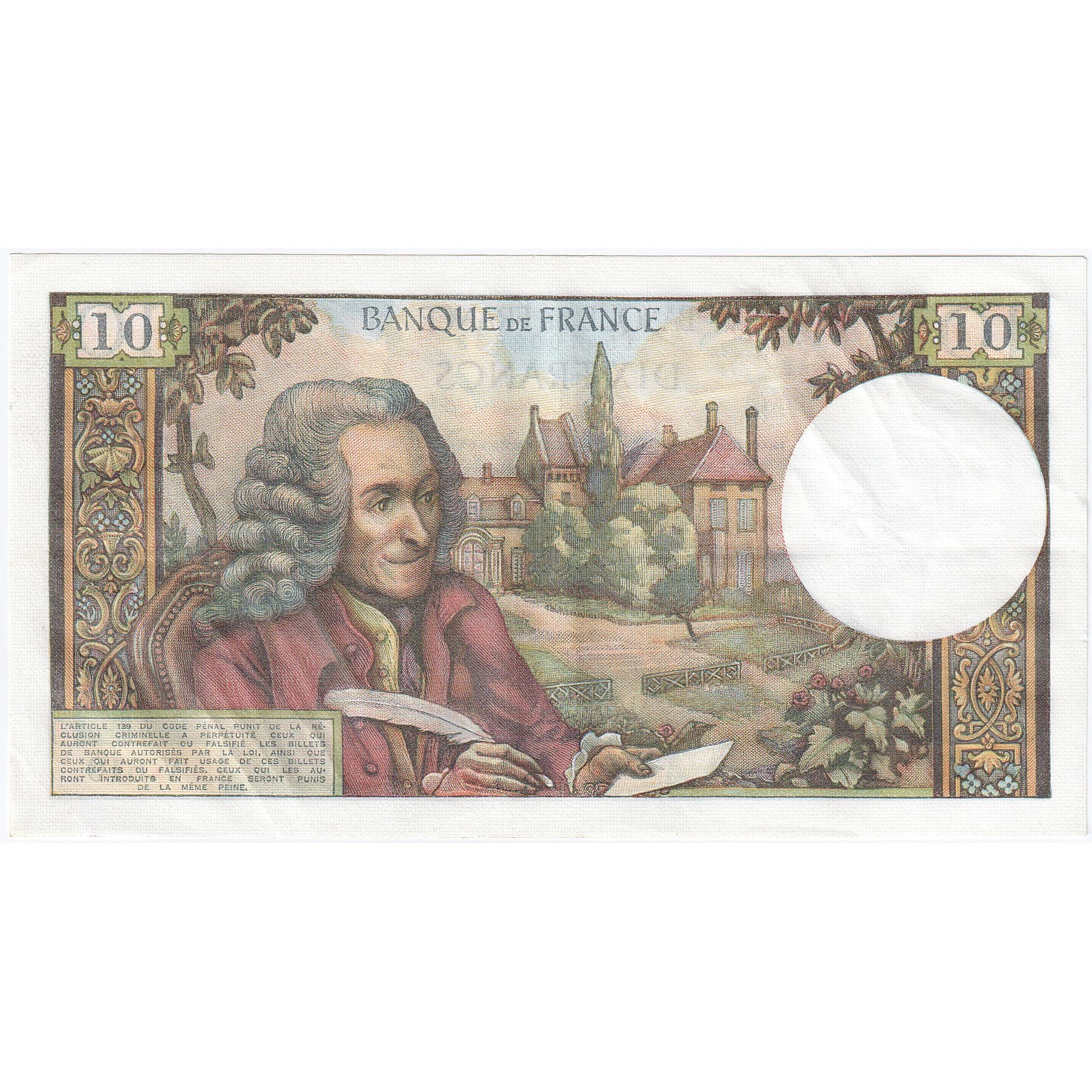 Frankreich, 10 Francs, Voltaire, 1970-09-03, V.619, VZ