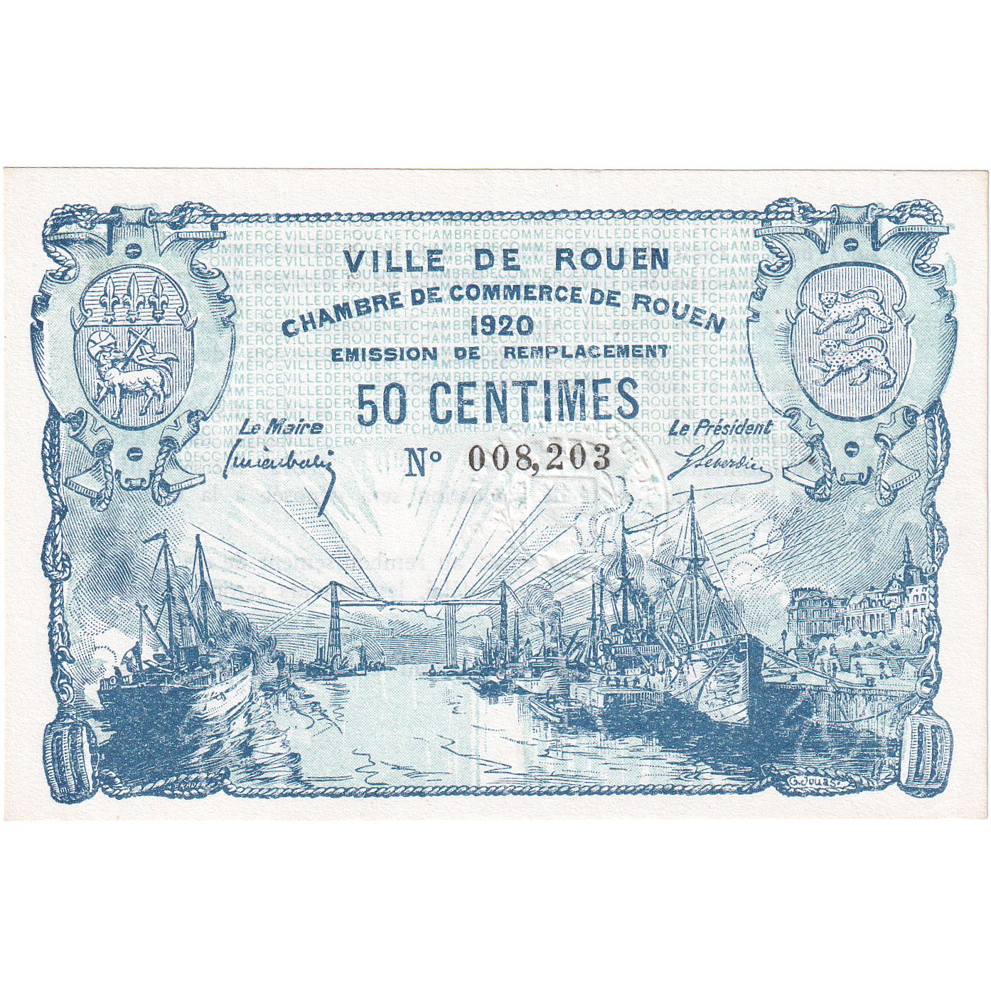 Francia, Rouen, 50 Centimes, 1918, Chambre de Commerce, BB, Pirot:110-37