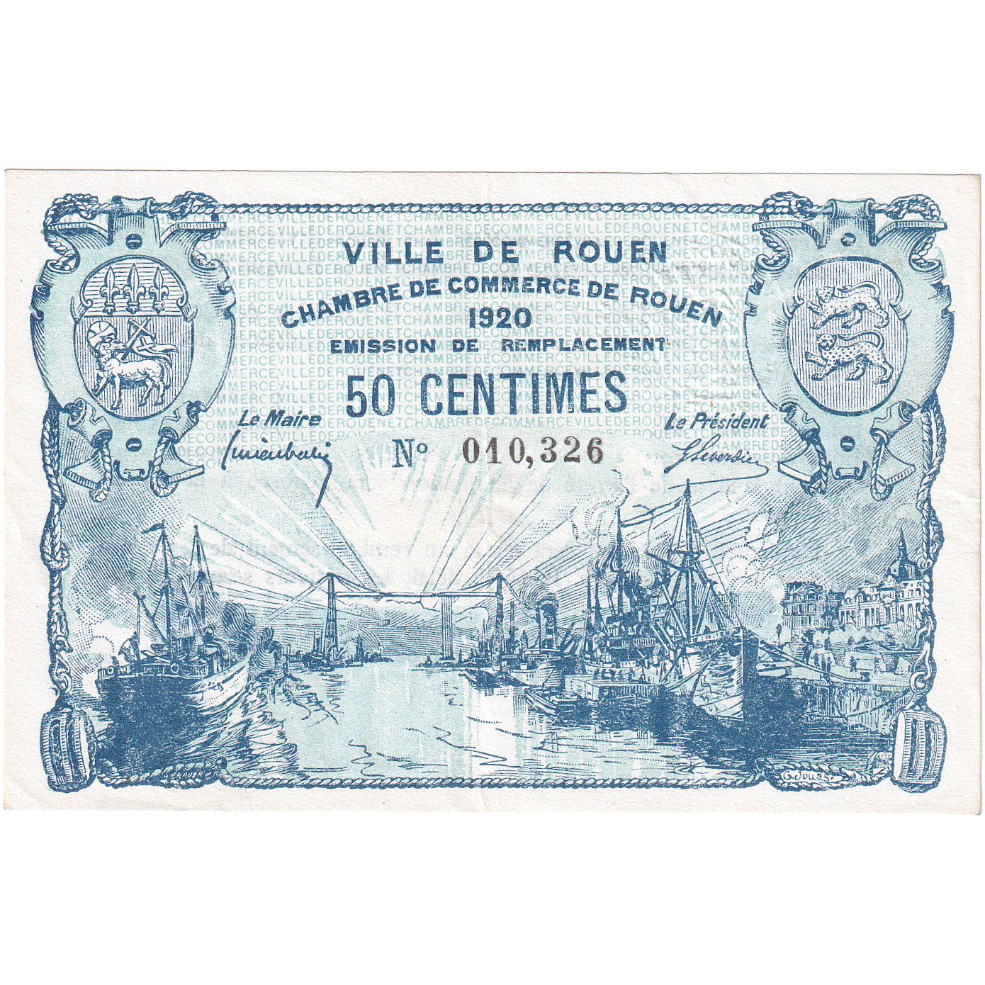 France, Rouen, 50 Centimes, 1918, Chambre de Commerce, TTB, Pirot:110-37