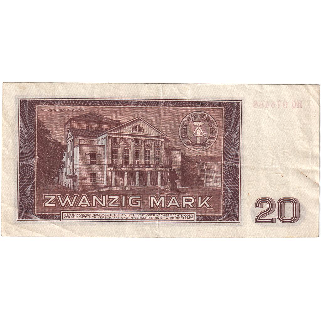 Germany - Democratic Republic, 20 Mark, 1964, KM:24a, AU(55-58)