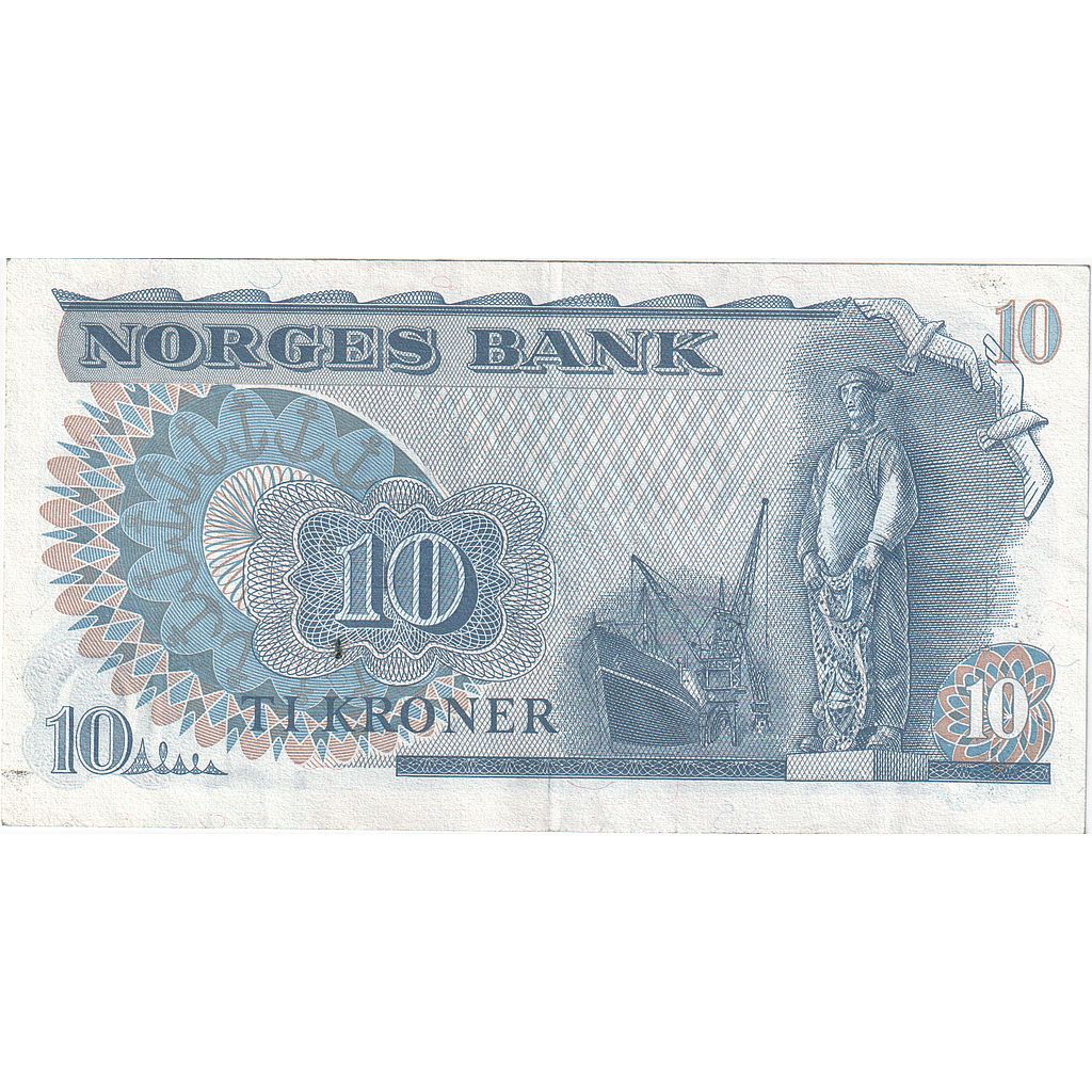 Norway, 10 Kroner, 1982, KM:36c, AU(55-58)