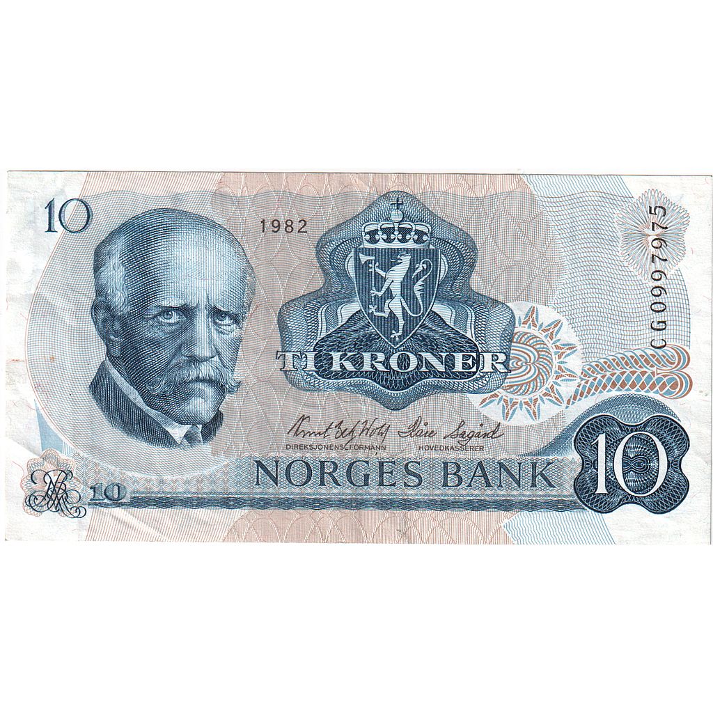 Norway, 10 Kroner, 1982, KM:36c, EF(40-45)