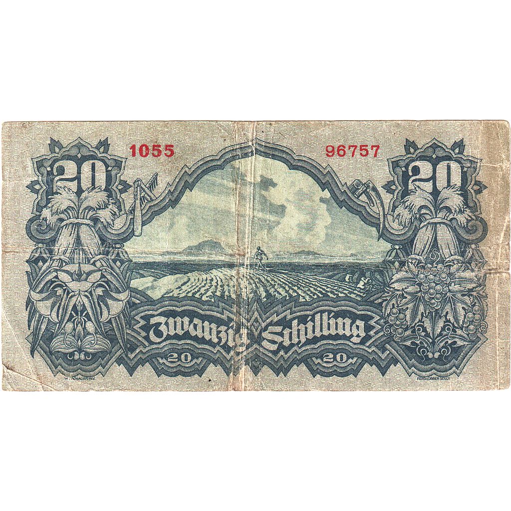 Austria, 20 Schilling, 1945-05-29, KM:116, VG(8-10)