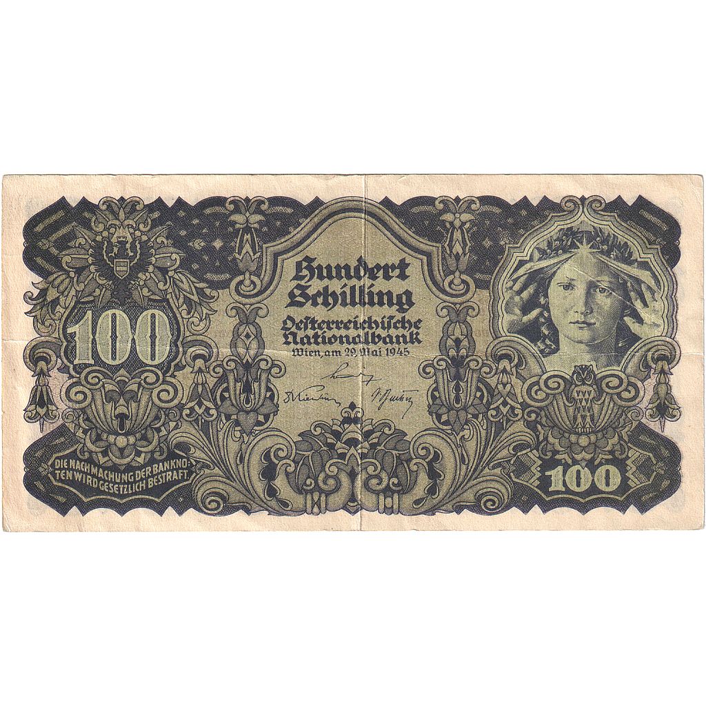 Austria, 100 Schilling, 1945, 1945-05-29, KM:118, EF(40-45)