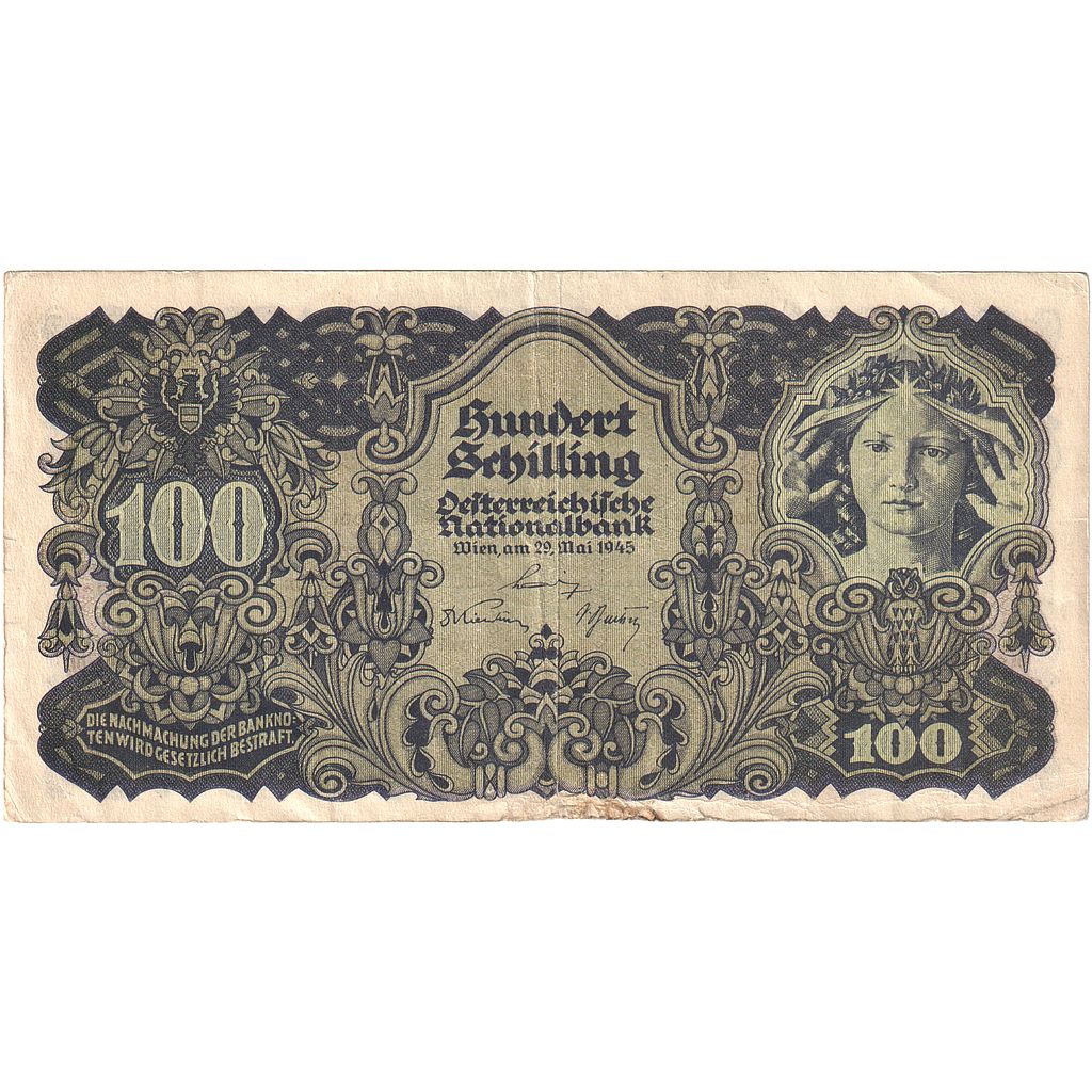 100 Schilling, 1945, Austria, 1945-05-29, KM:118, MBC