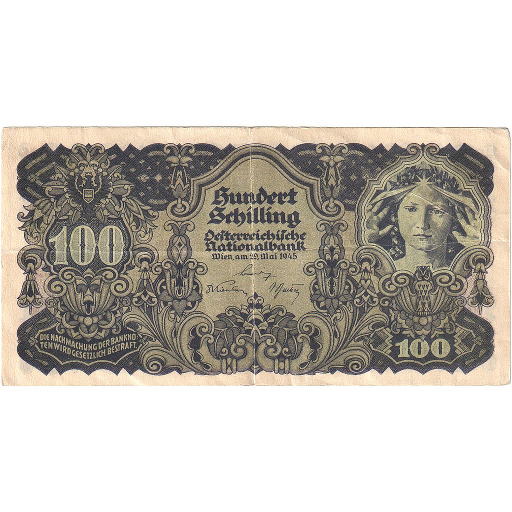 Austria, 100 Schilling, 1945, 1945-05-29, KM:118, EF(40-45)