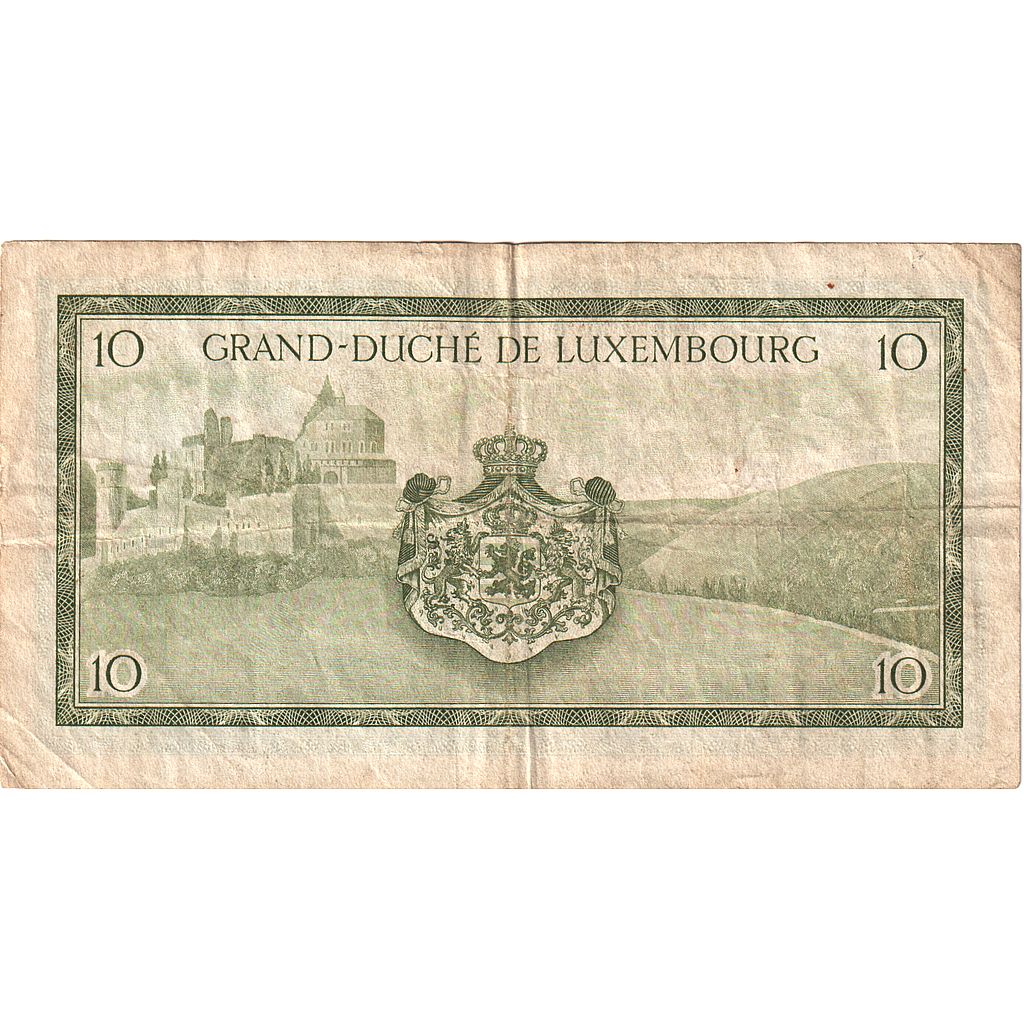 Luxembourg, 10 Francs, Undated (1954), KM:48a, VF(20-25)