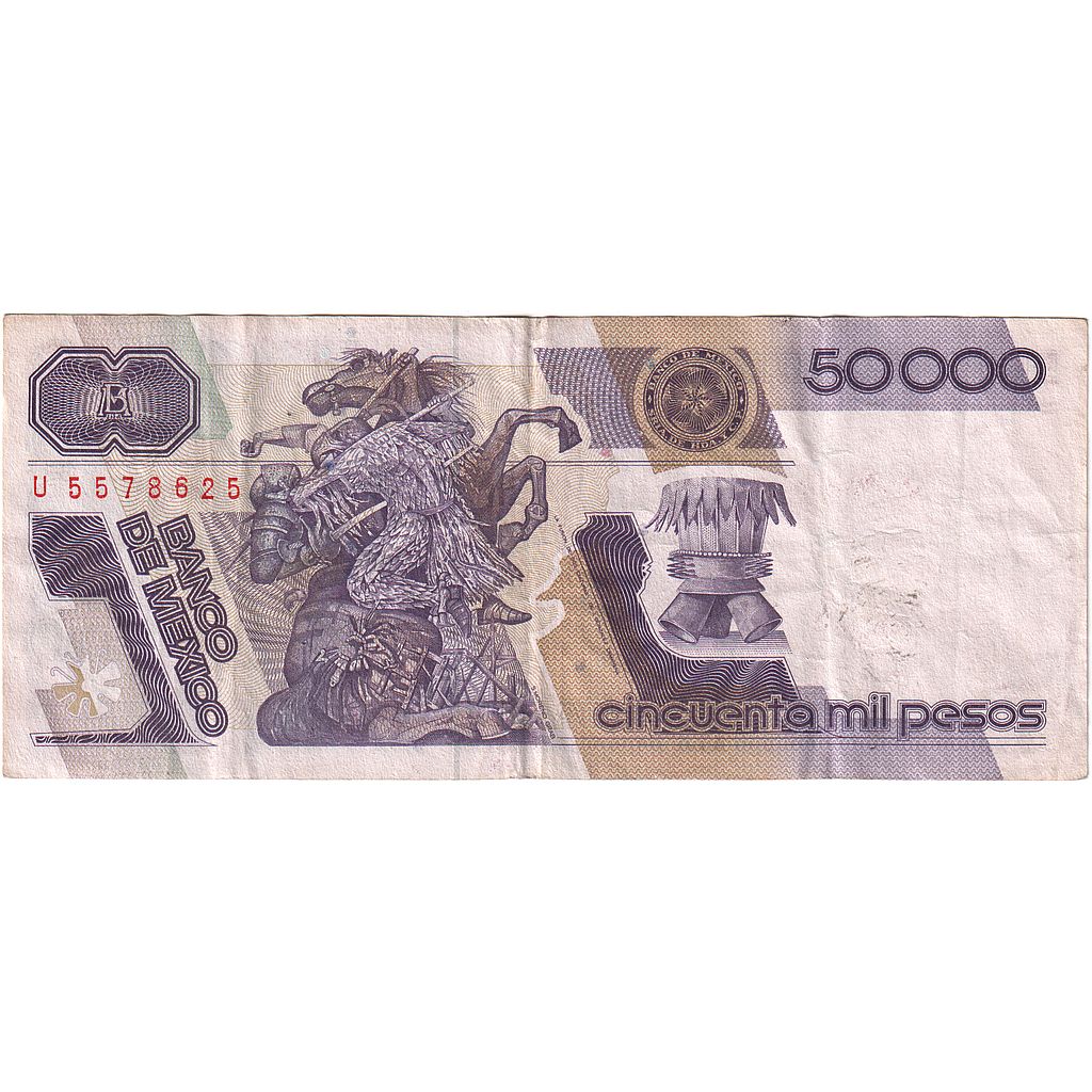 Mexico, 50,000 Pesos, 1990-12-20, KM:93b, VF(20-25)