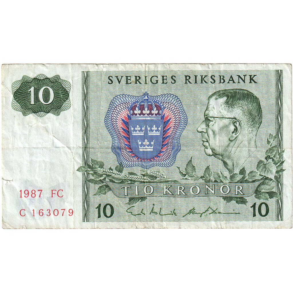 Svezia, 10 Kronor, 1987, KM:52e, MB